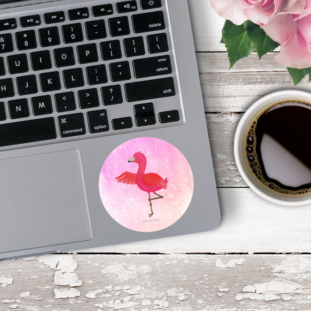 80mm Rund Aufkleber Flamingo Yoga Sticker, Aufkleber, Etikett, Flamingo, Vogel, Yoga, Namaste, Achtsamkeit, Yoga-Übung, Entspannung, Ärger, Aufregen, Tiefenentspannung