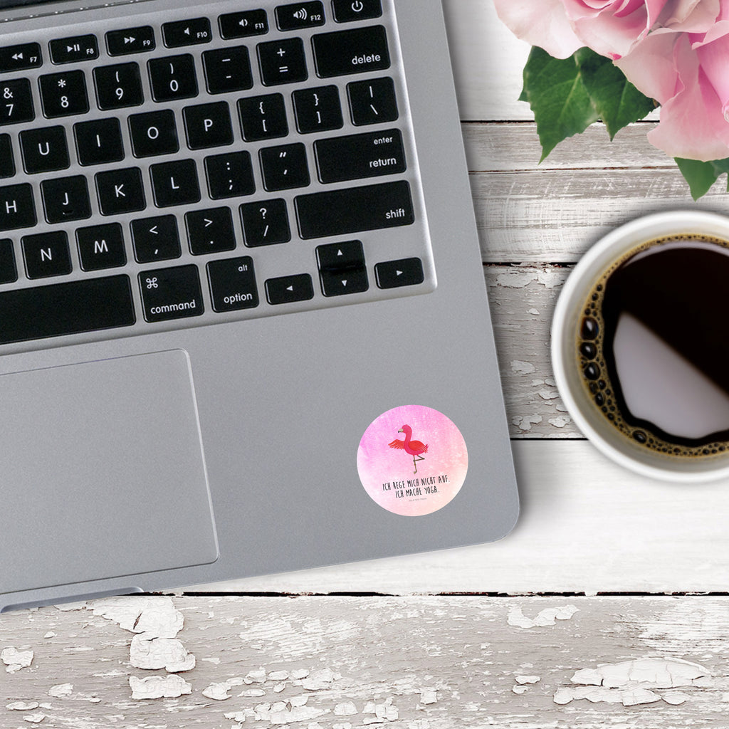 40mm Rund Aufkleber Flamingo Yoga Sticker, Aufkleber, Etikett, Flamingo, Vogel, Yoga, Namaste, Achtsamkeit, Yoga-Übung, Entspannung, Ärger, Aufregen, Tiefenentspannung