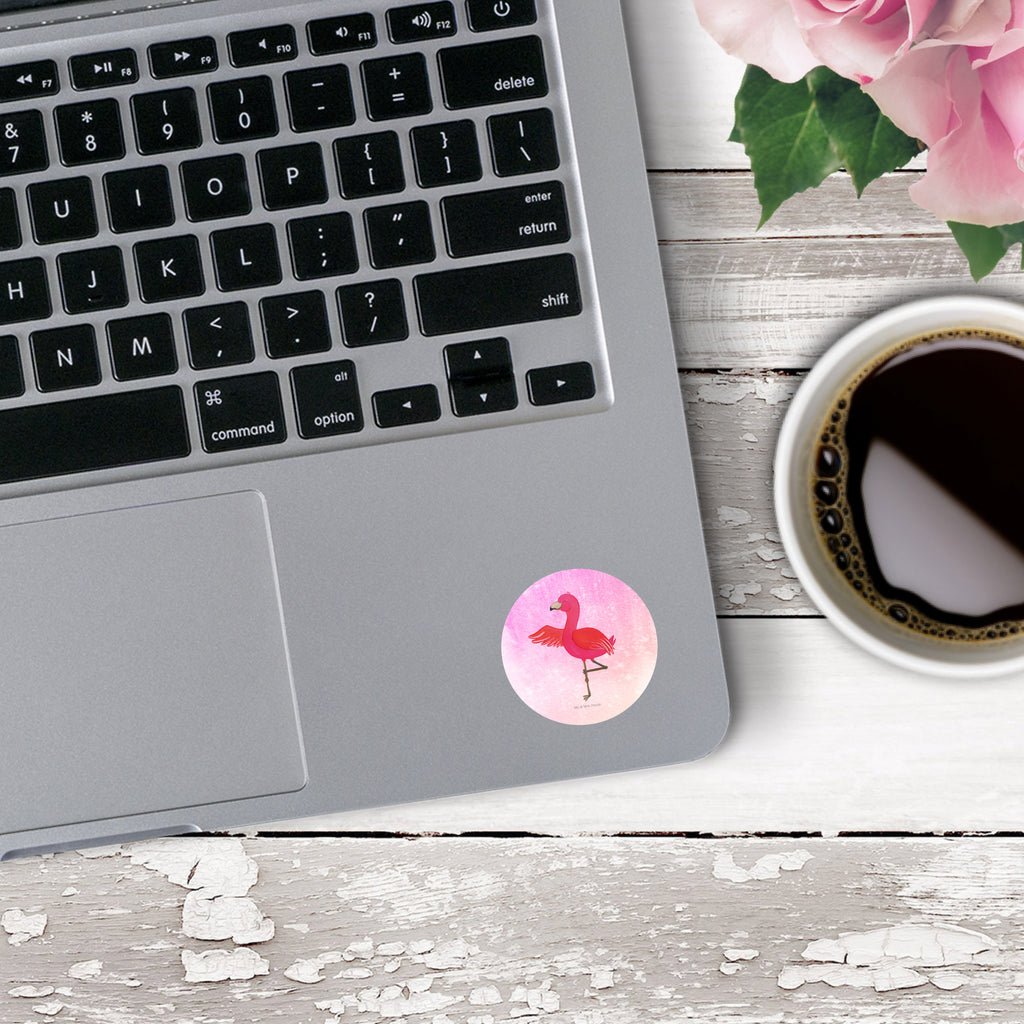 40mm Rund Aufkleber Flamingo Yoga Sticker, Aufkleber, Etikett, Flamingo, Vogel, Yoga, Namaste, Achtsamkeit, Yoga-Übung, Entspannung, Ärger, Aufregen, Tiefenentspannung