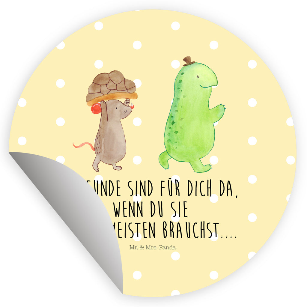 80mm Rund Aufkleber Schildkröte & Maus
