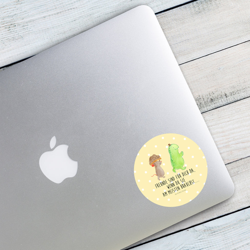 80mm Rund Aufkleber Schildkröte & Maus