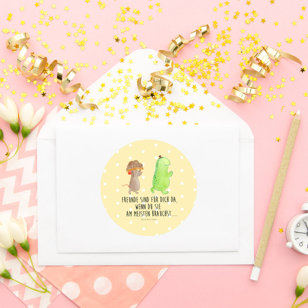 80mm Rund Aufkleber Schildkröte & Maus