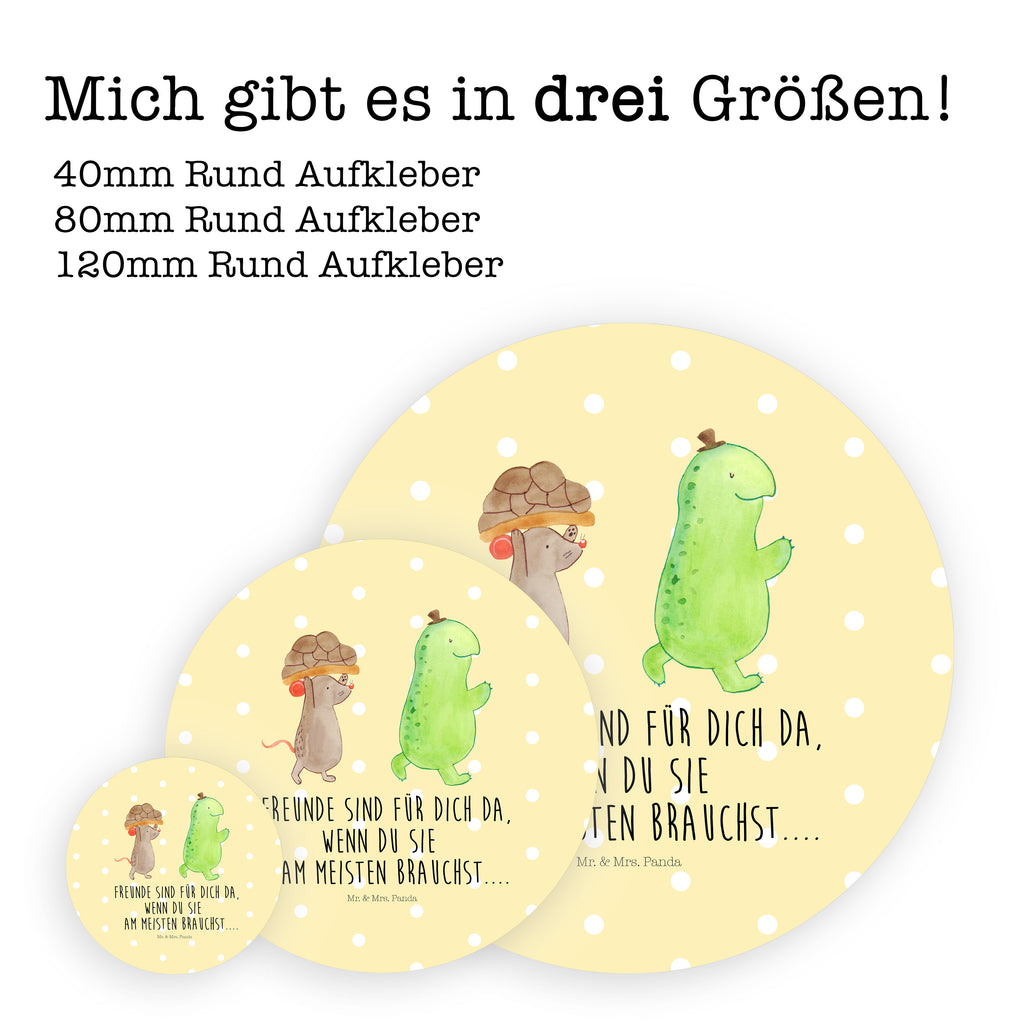 80mm Rund Aufkleber Schildkröte & Maus