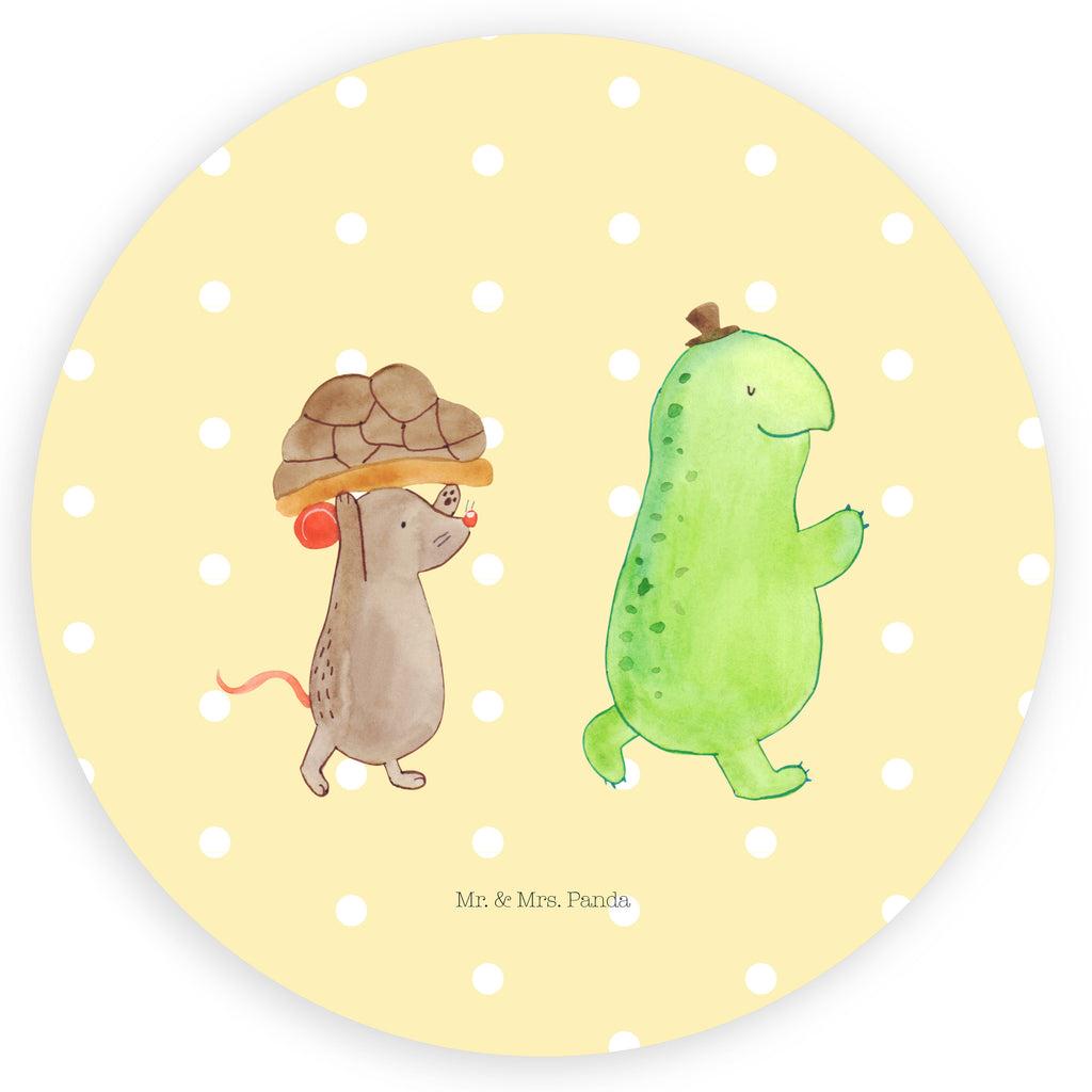 80mm Rund Aufkleber Schildkröte & Maus