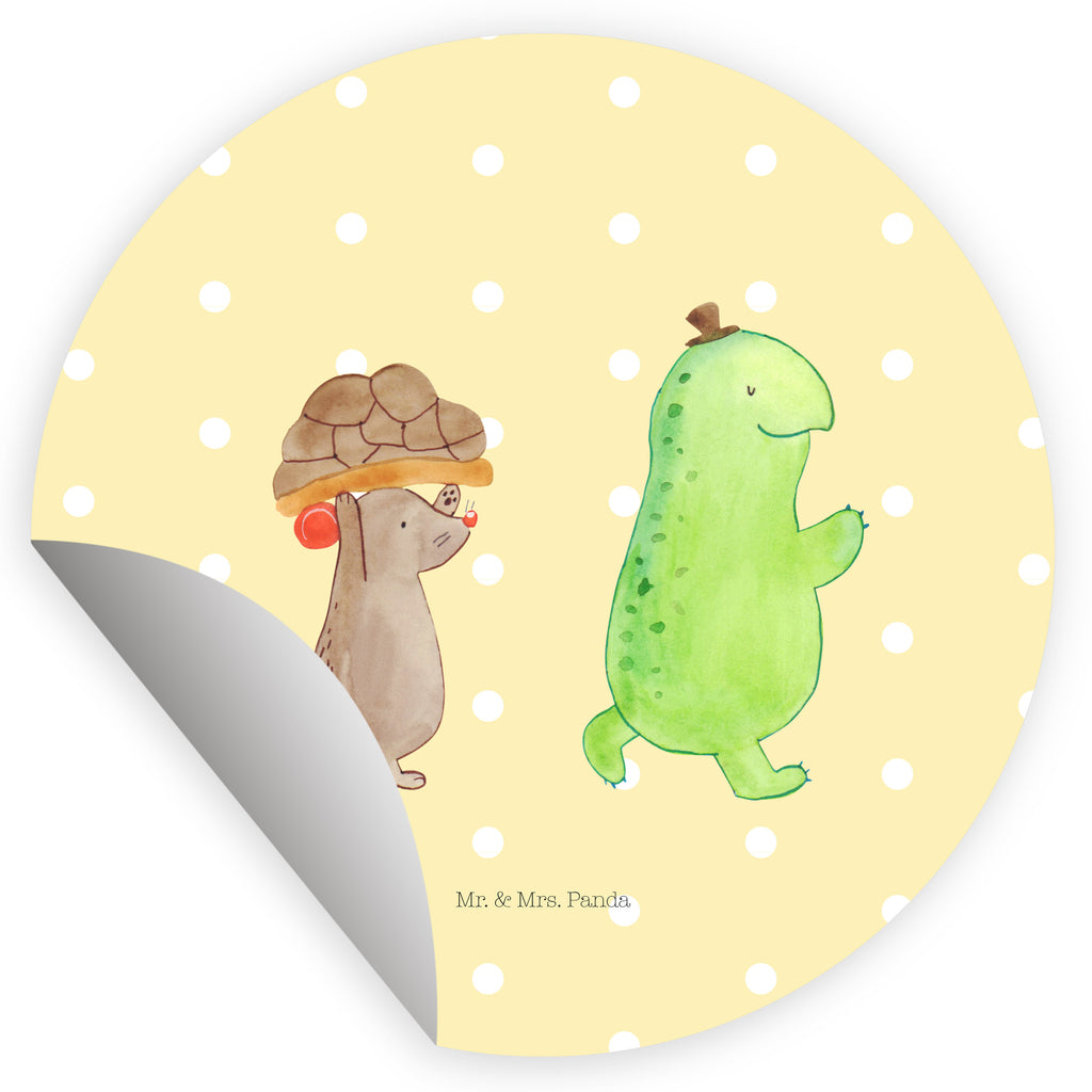 80mm Rund Aufkleber Schildkröte & Maus