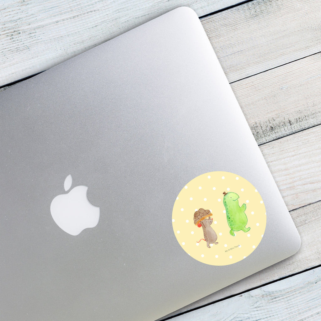 80mm Rund Aufkleber Schildkröte & Maus