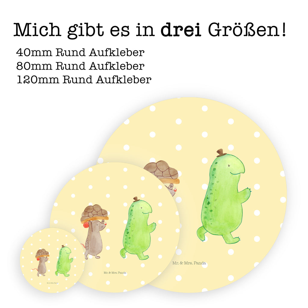 80mm Rund Aufkleber Schildkröte & Maus
