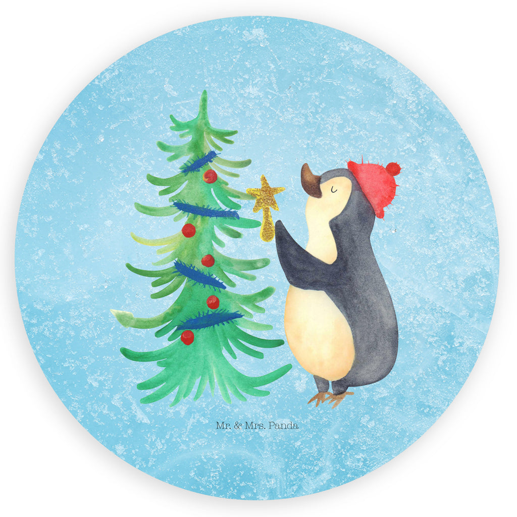 40mm Rund Aufkleber Pinguin Weihnachtsbaum Sticker, Aufkleber, Etikett, Winter, Weihnachten, Weihnachtsdeko, Nikolaus, Advent, Heiligabend, Wintermotiv, Pinguin