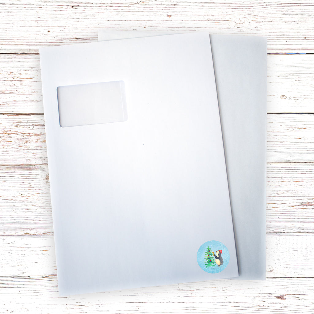 40mm Rund Aufkleber Pinguin Weihnachtsbaum Sticker, Aufkleber, Etikett, Winter, Weihnachten, Weihnachtsdeko, Nikolaus, Advent, Heiligabend, Wintermotiv, Pinguin