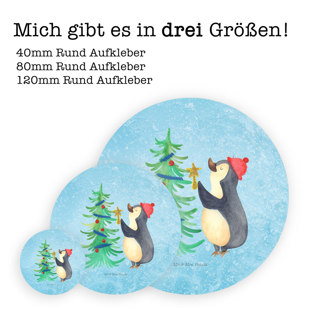 40mm Rund Aufkleber Pinguin Weihnachtsbaum Sticker, Aufkleber, Etikett, Winter, Weihnachten, Weihnachtsdeko, Nikolaus, Advent, Heiligabend, Wintermotiv, Pinguin