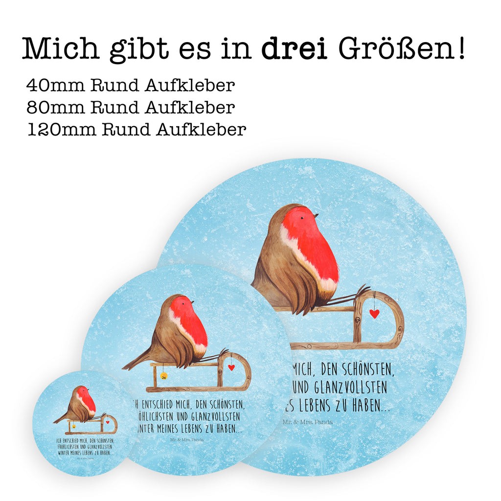 120mm Rund Aufkleber Rotkehlchen Schlitten Sticker, Aufkleber, Etikett, Kinder, rund, Winter, Weihnachten, Weihnachtsdeko, Nikolaus, Advent, Heiligabend, Wintermotiv, Schlitten, Vogel