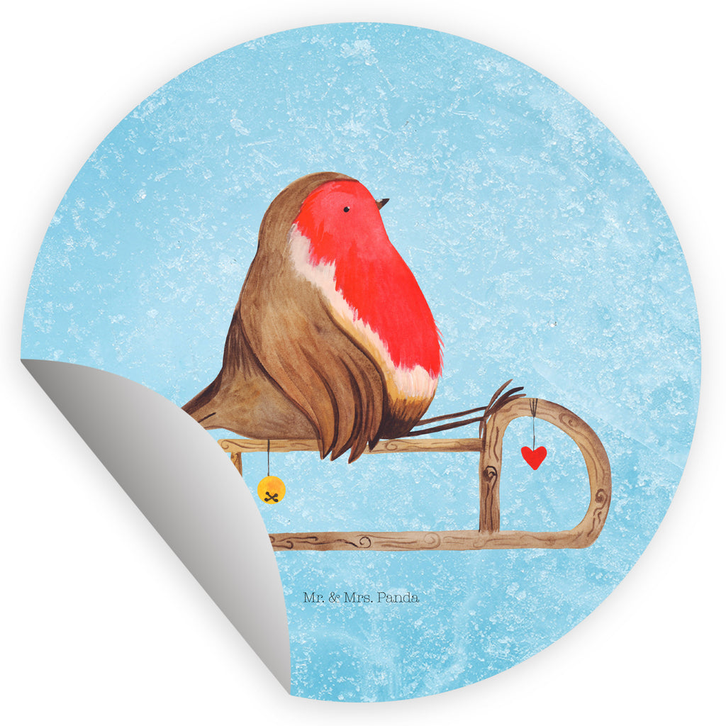 120mm Rund Aufkleber Rotkehlchen Schlitten Sticker, Aufkleber, Etikett, Kinder, rund, Winter, Weihnachten, Weihnachtsdeko, Nikolaus, Advent, Heiligabend, Wintermotiv, Schlitten, Vogel