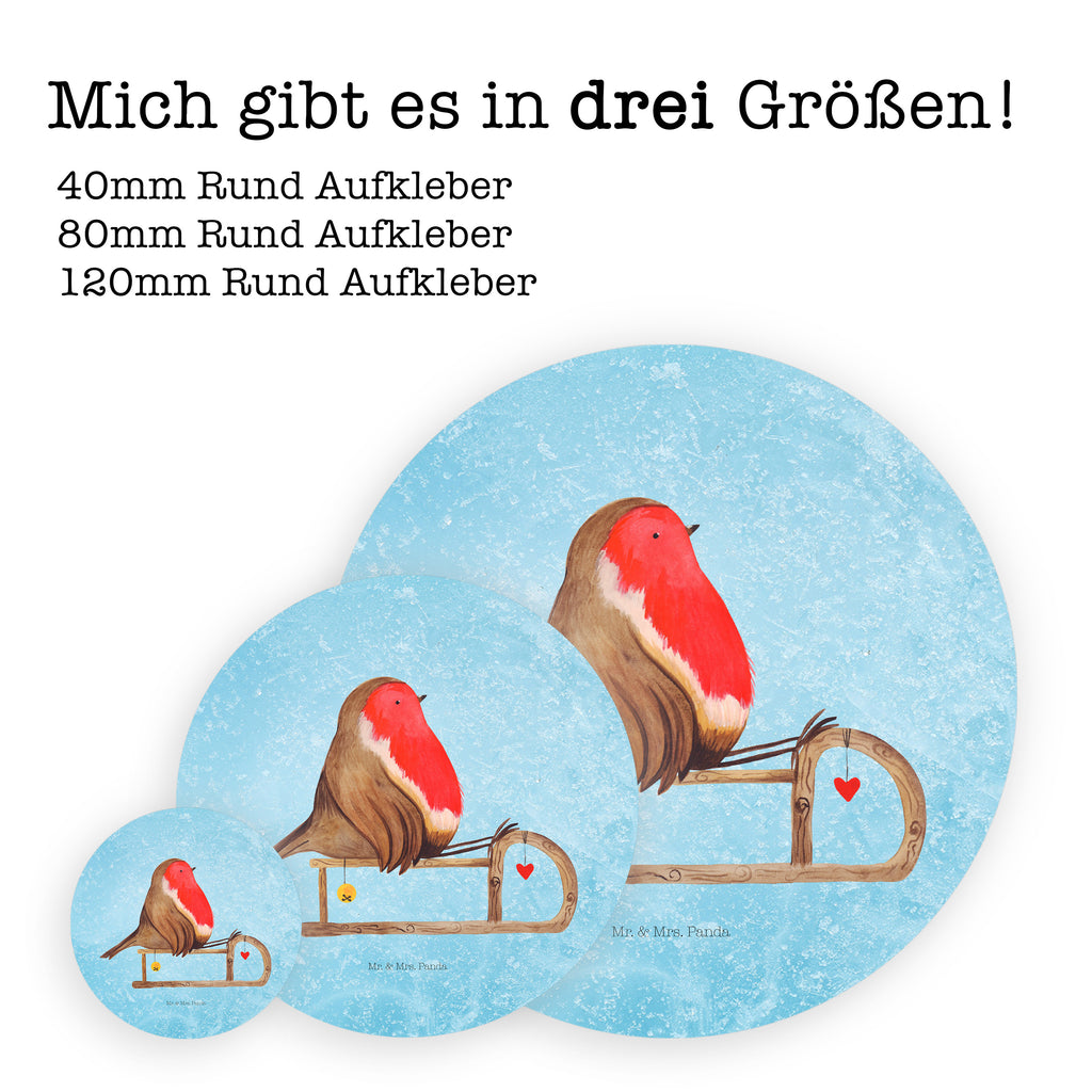 120mm Rund Aufkleber Rotkehlchen Schlitten Sticker, Aufkleber, Etikett, Kinder, rund, Winter, Weihnachten, Weihnachtsdeko, Nikolaus, Advent, Heiligabend, Wintermotiv, Schlitten, Vogel