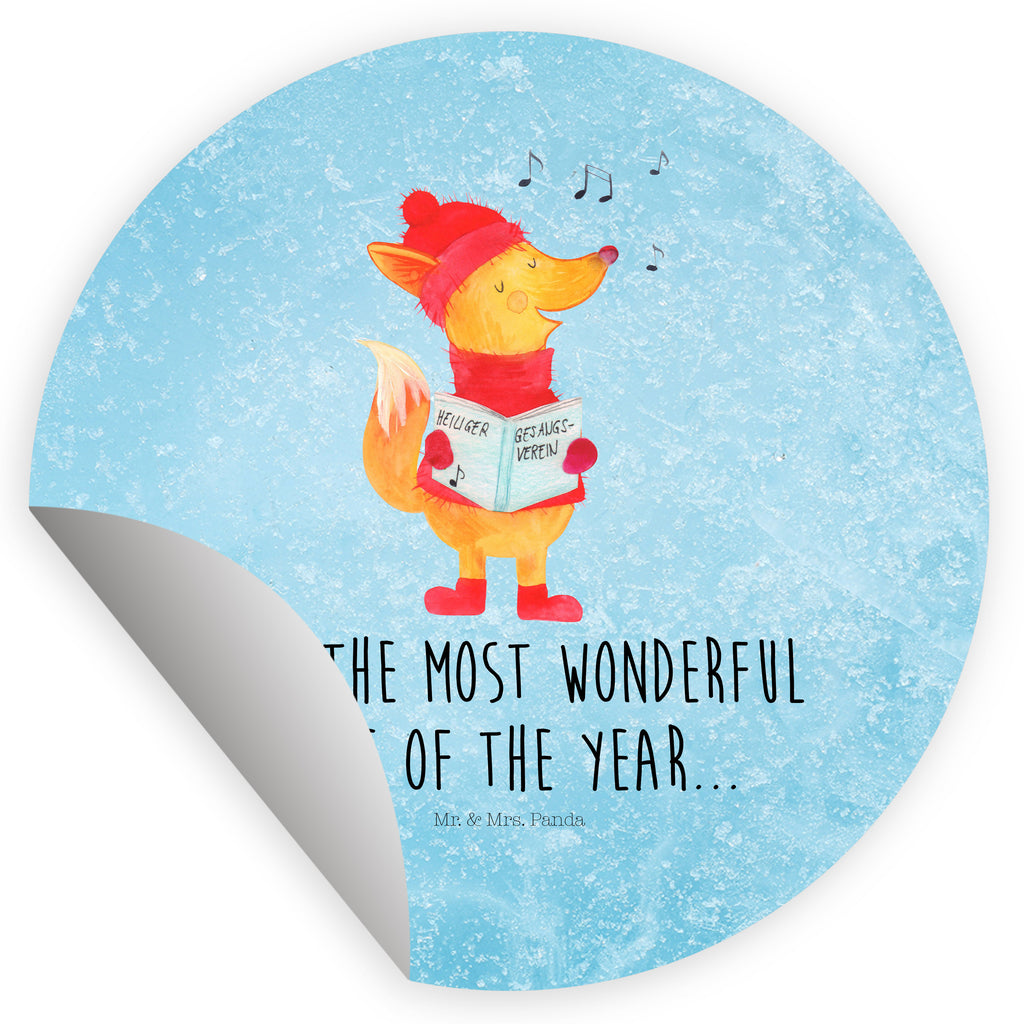 40mm Rund Aufkleber Fuchs Sänger Sticker, Aufkleber, Etikett, Winter, Weihnachten, Weihnachtsdeko, Nikolaus, Advent, Heiligabend, Wintermotiv, Fuchs, Füchse, Sänger, Geschenk Sänger, Singen, Weihnachtslieder