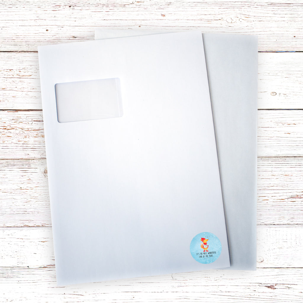 40mm Rund Aufkleber Fuchs Sänger Sticker, Aufkleber, Etikett, Winter, Weihnachten, Weihnachtsdeko, Nikolaus, Advent, Heiligabend, Wintermotiv, Fuchs, Füchse, Sänger, Geschenk Sänger, Singen, Weihnachtslieder