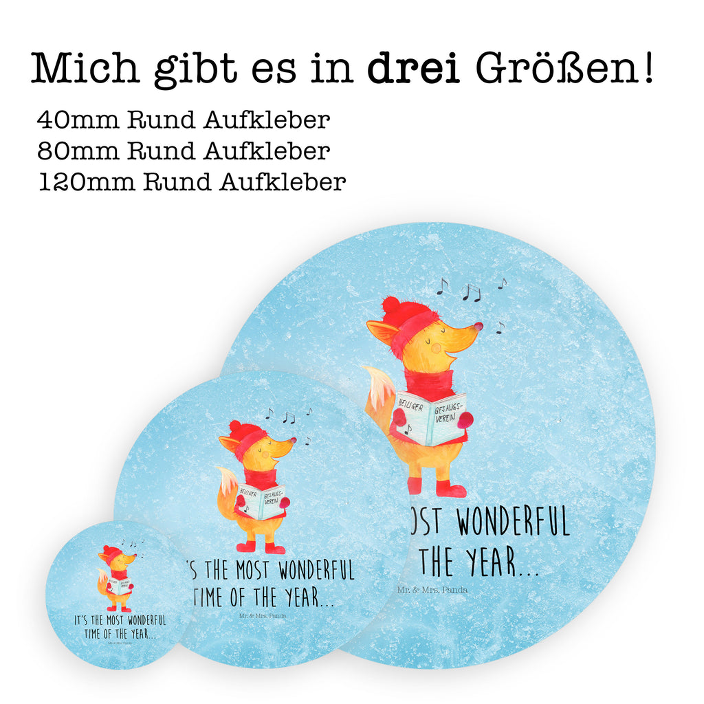 40mm Rund Aufkleber Fuchs Sänger Sticker, Aufkleber, Etikett, Winter, Weihnachten, Weihnachtsdeko, Nikolaus, Advent, Heiligabend, Wintermotiv, Fuchs, Füchse, Sänger, Geschenk Sänger, Singen, Weihnachtslieder