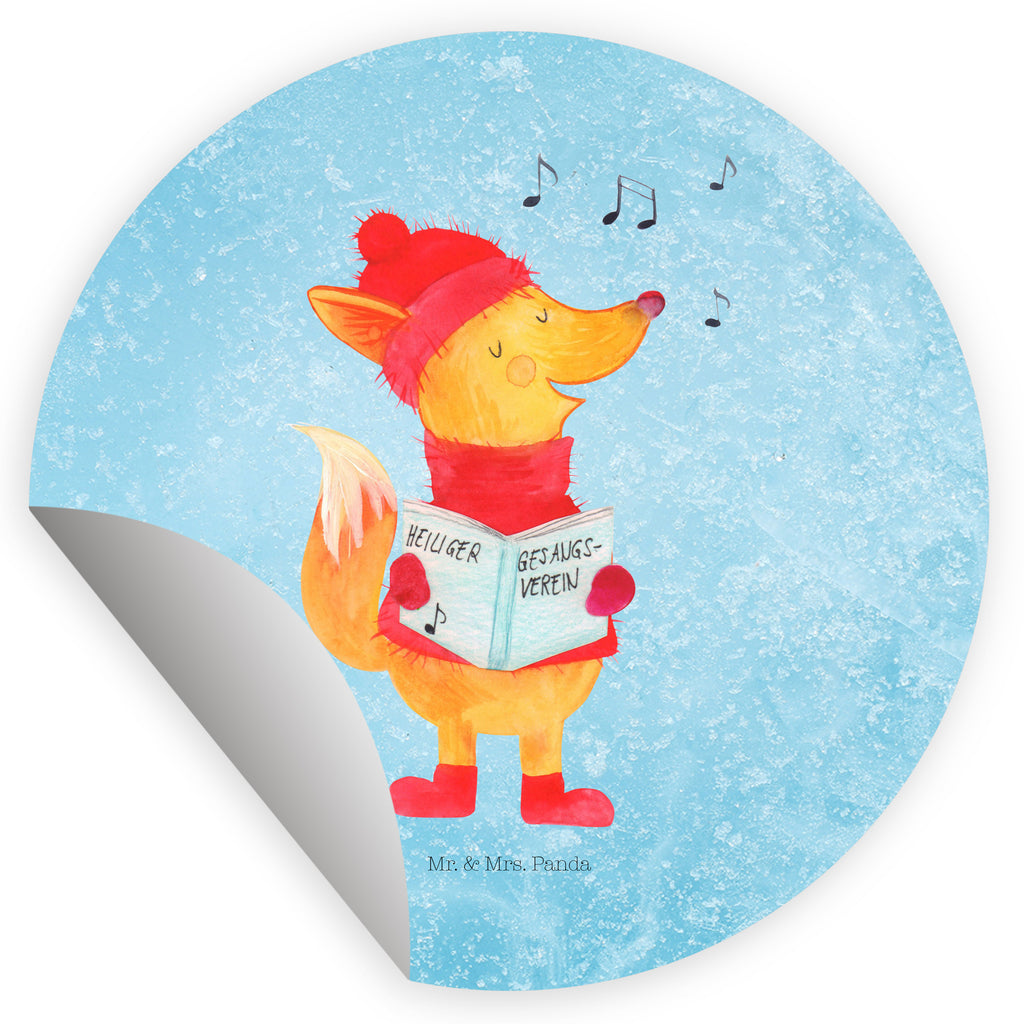 40mm Rund Aufkleber Fuchs Sänger Sticker, Aufkleber, Etikett, Winter, Weihnachten, Weihnachtsdeko, Nikolaus, Advent, Heiligabend, Wintermotiv, Fuchs, Füchse, Sänger, Geschenk Sänger, Singen, Weihnachtslieder