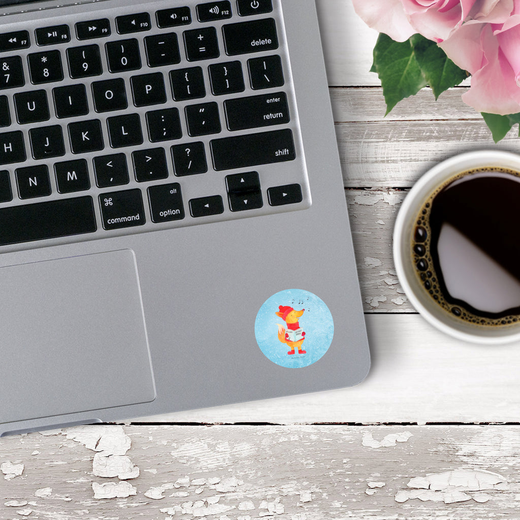 40mm Rund Aufkleber Fuchs Sänger Sticker, Aufkleber, Etikett, Winter, Weihnachten, Weihnachtsdeko, Nikolaus, Advent, Heiligabend, Wintermotiv, Fuchs, Füchse, Sänger, Geschenk Sänger, Singen, Weihnachtslieder