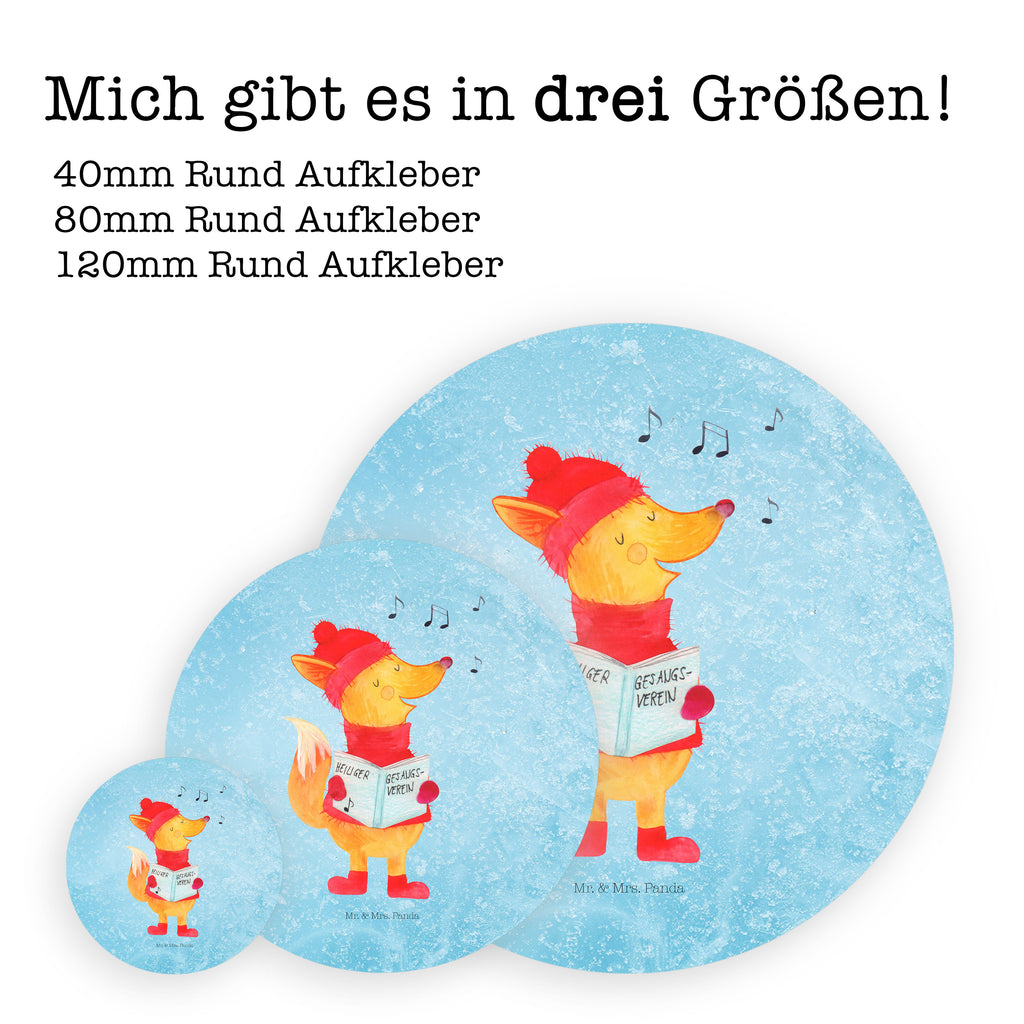 40mm Rund Aufkleber Fuchs Sänger Sticker, Aufkleber, Etikett, Winter, Weihnachten, Weihnachtsdeko, Nikolaus, Advent, Heiligabend, Wintermotiv, Fuchs, Füchse, Sänger, Geschenk Sänger, Singen, Weihnachtslieder
