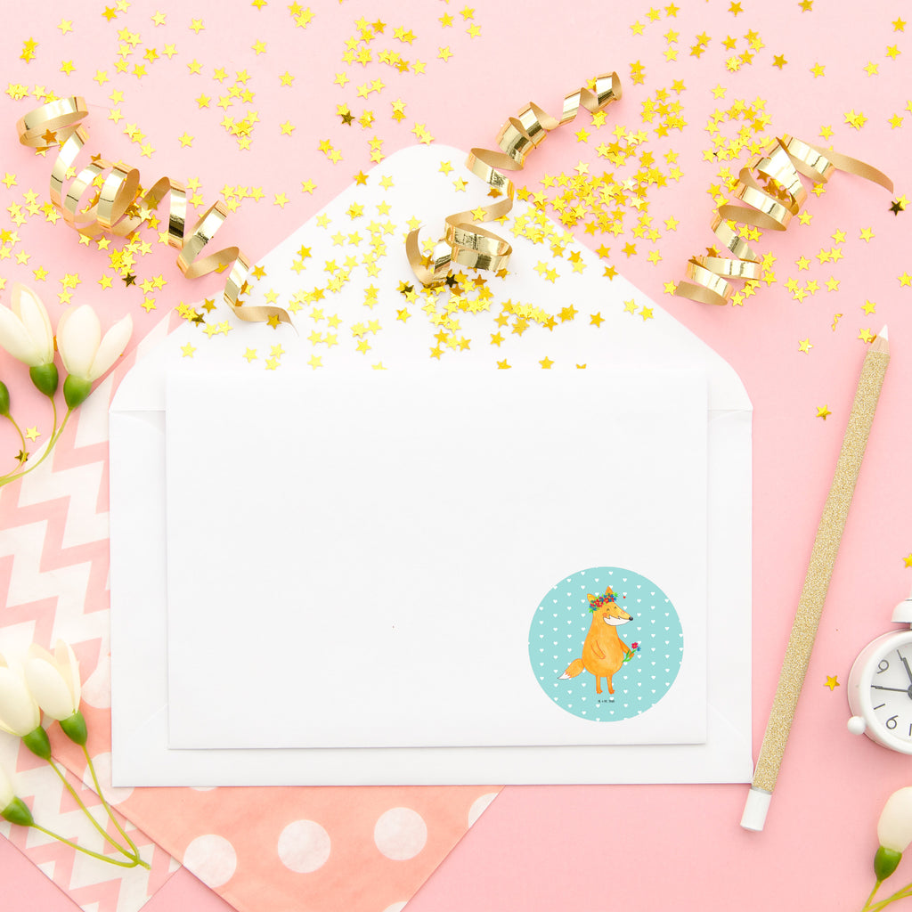 40mm Rund Aufkleber Fuchs Blumenliebe Sticker, Aufkleber, Etikett, Fuchs, Füchse, Fox, Liebe, Freundin, Fuchsmädchen, Blumenmädchen, Freundinnen, Liebesbeweis, Blume, Blumen, Motivation, Freude, ich, mich, Selbstliebe