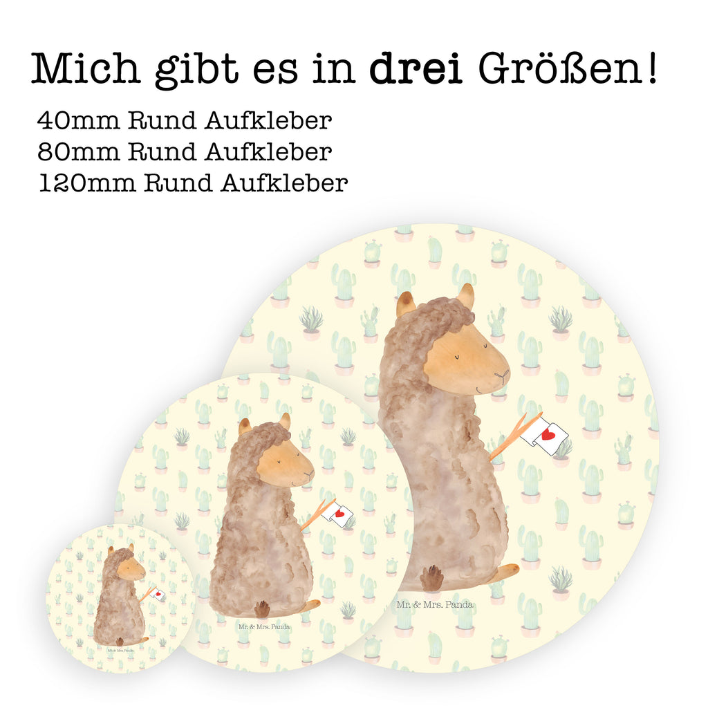 40mm Rund Aufkleber Alpaka Fahne Sticker, Aufkleber, Etikett, Alpaka, Lama, Alpakas, Lamas, Liebe
