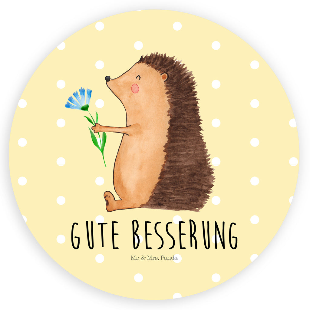 80mm Rund Aufkleber Igel mit Blume Sticker, Aufkleber, Etikett, süße Tiermotive, gute Laune, lustige Sprüche, Tiere, Igel, Gute Besserung, Genesungswünsche, Krankheit, Krankenhaus, krank, Besuch