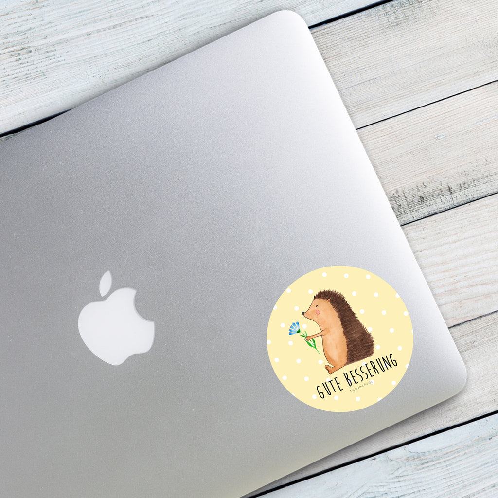 80mm Rund Aufkleber Igel mit Blume Sticker, Aufkleber, Etikett, süße Tiermotive, gute Laune, lustige Sprüche, Tiere, Igel, Gute Besserung, Genesungswünsche, Krankheit, Krankenhaus, krank, Besuch
