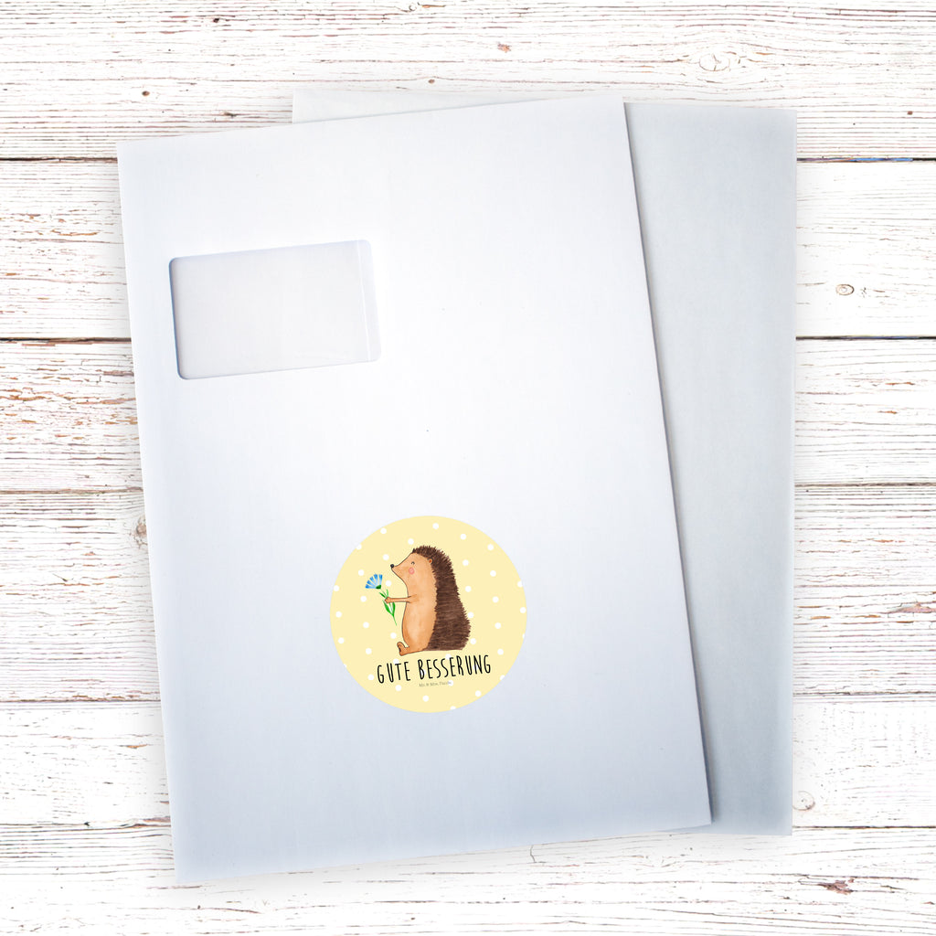 80mm Rund Aufkleber Igel mit Blume Sticker, Aufkleber, Etikett, süße Tiermotive, gute Laune, lustige Sprüche, Tiere, Igel, Gute Besserung, Genesungswünsche, Krankheit, Krankenhaus, krank, Besuch