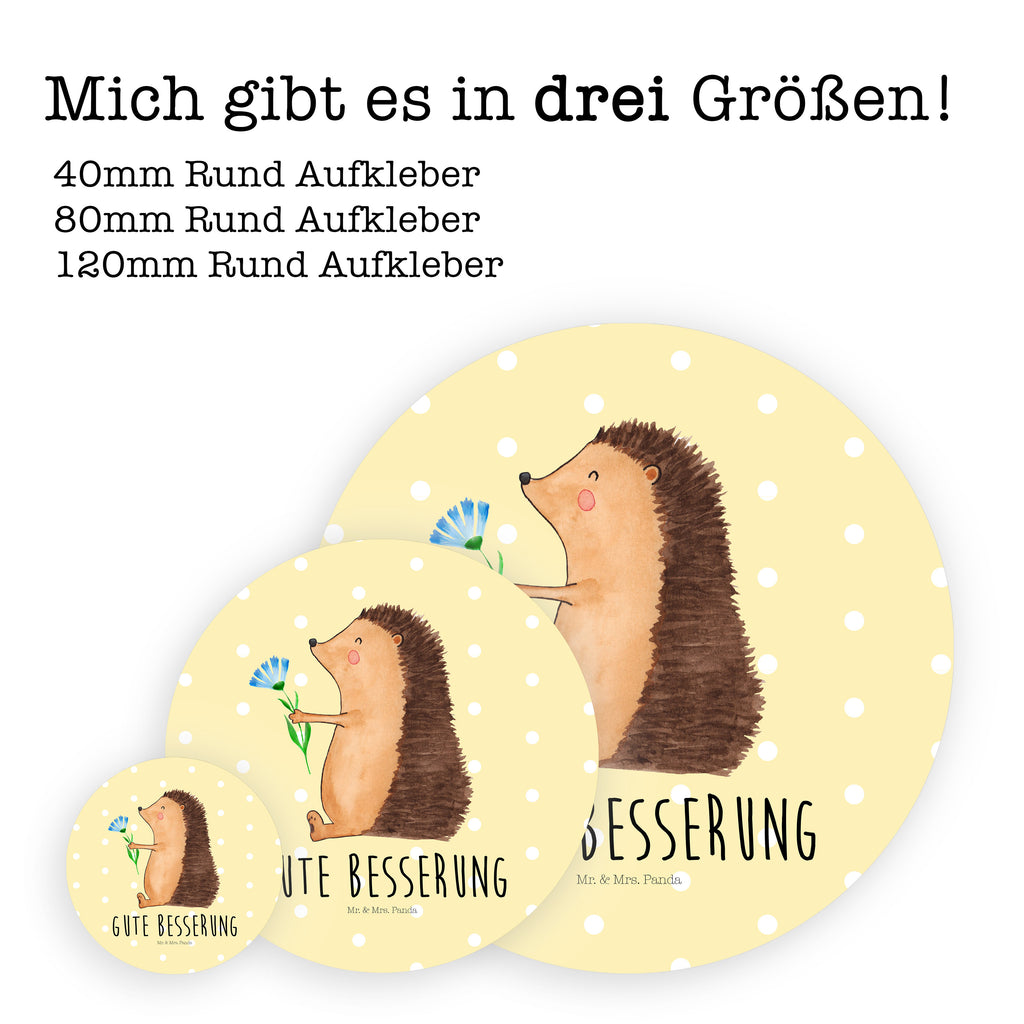 80mm Rund Aufkleber Igel mit Blume Sticker, Aufkleber, Etikett, süße Tiermotive, gute Laune, lustige Sprüche, Tiere, Igel, Gute Besserung, Genesungswünsche, Krankheit, Krankenhaus, krank, Besuch