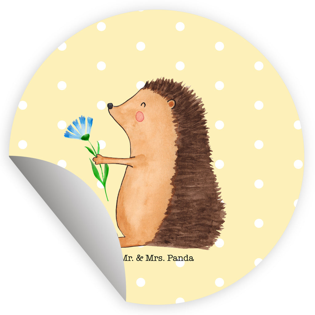 80mm Rund Aufkleber Igel mit Blume Sticker, Aufkleber, Etikett, süße Tiermotive, gute Laune, lustige Sprüche, Tiere, Igel, Gute Besserung, Genesungswünsche, Krankheit, Krankenhaus, krank, Besuch