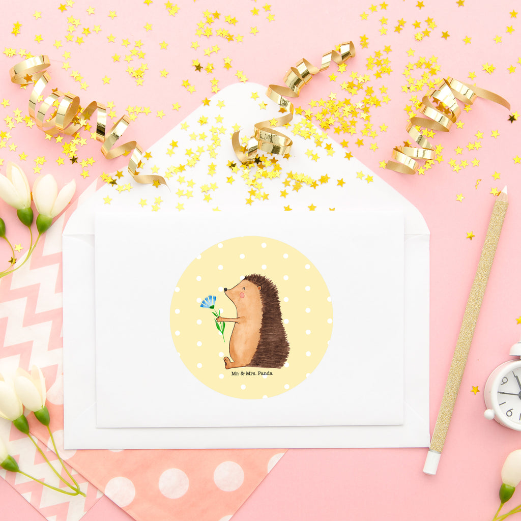 80mm Rund Aufkleber Igel mit Blume Sticker, Aufkleber, Etikett, süße Tiermotive, gute Laune, lustige Sprüche, Tiere, Igel, Gute Besserung, Genesungswünsche, Krankheit, Krankenhaus, krank, Besuch