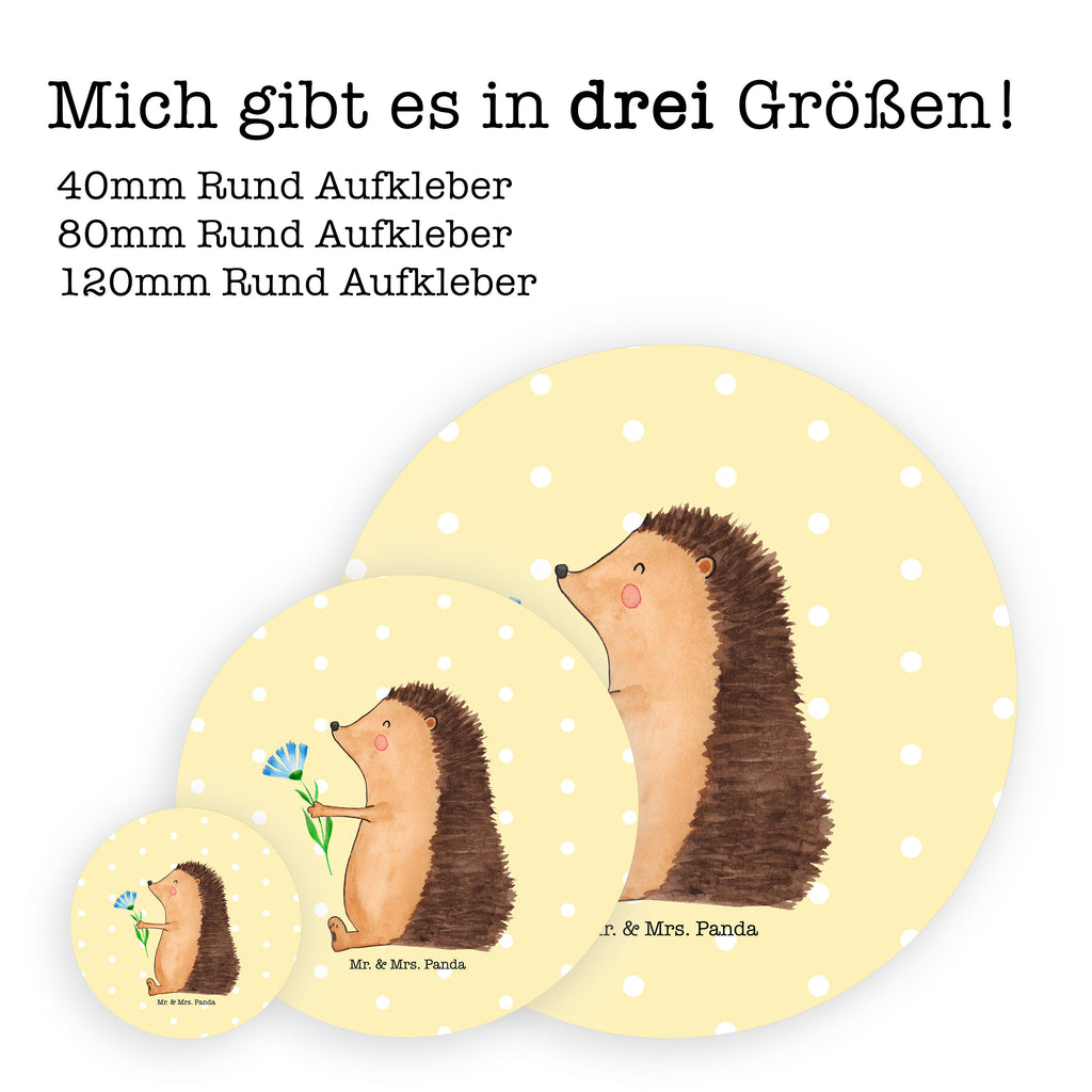 80mm Rund Aufkleber Igel mit Blume Sticker, Aufkleber, Etikett, süße Tiermotive, gute Laune, lustige Sprüche, Tiere, Igel, Gute Besserung, Genesungswünsche, Krankheit, Krankenhaus, krank, Besuch