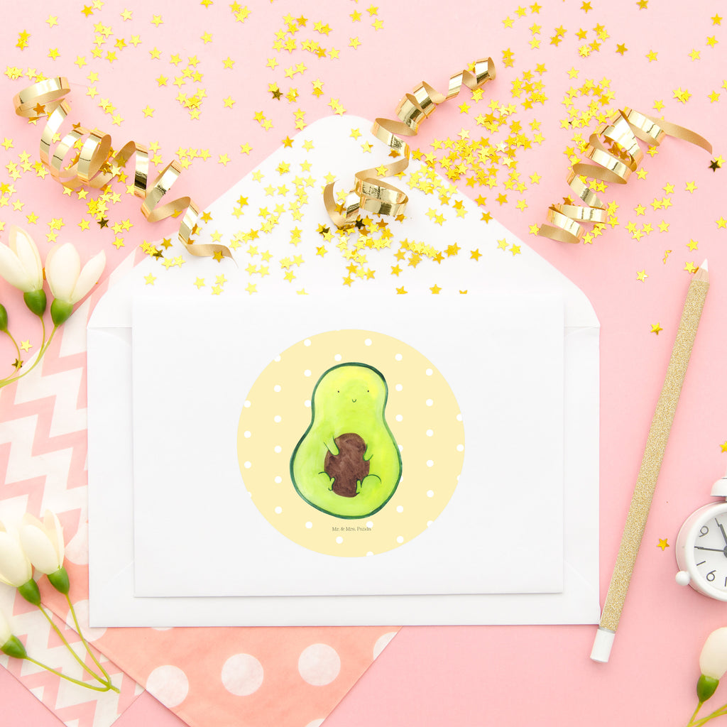 80mm Rund Aufkleber Avocado mit Kern