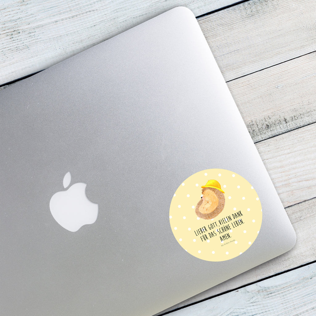 80mm Rund Aufkleber Igel betet Sticker, Aufkleber, Etikett, Tiermotive, Gute Laune, lustige Sprüche, Tiere, Igel, Igel mit Hut, Sonnenhut, Gott, Amen, beten, Leben, Dankbarkeit, Dankbar sein, dankbar, genießen