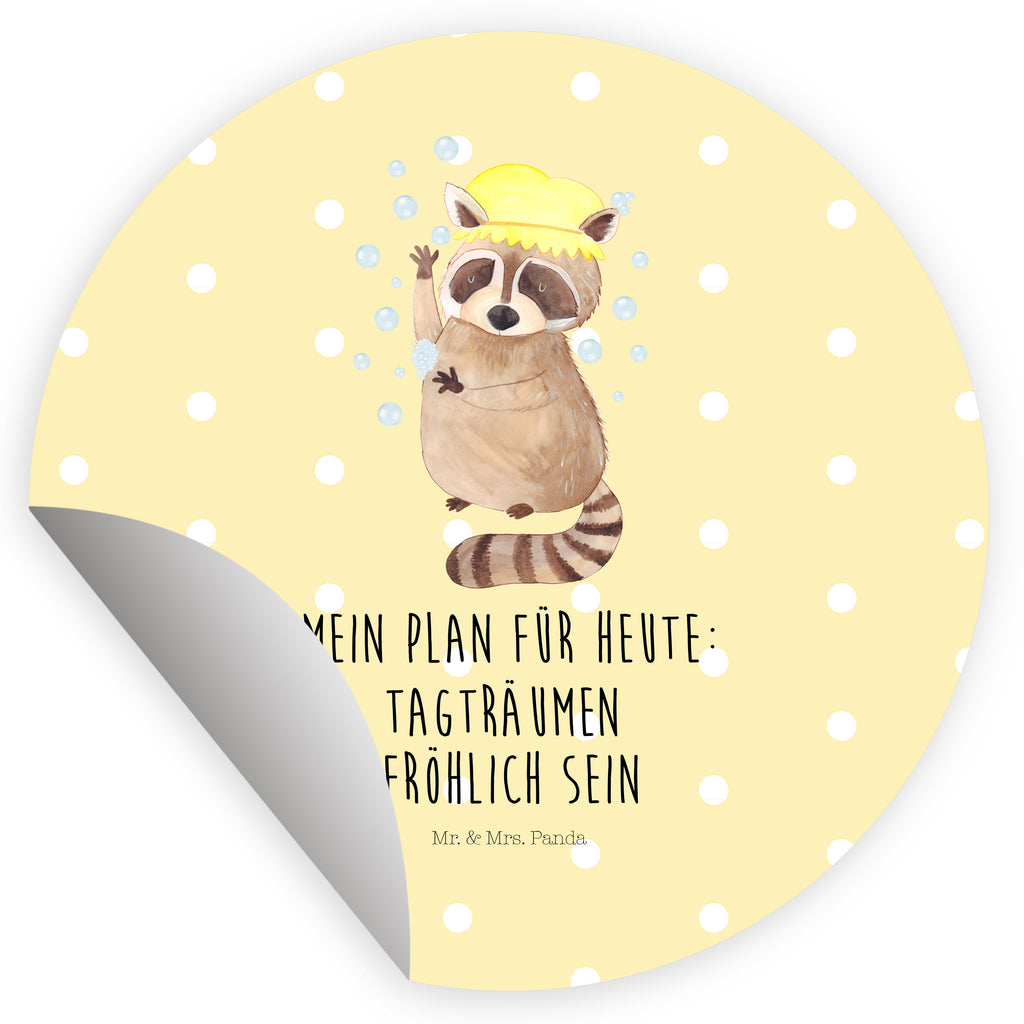 80mm Rund Aufkleber Waschbär Sticker, Aufkleber, Etikett, Tiermotive, Gute Laune, lustige Sprüche, Tiere, Waschbär, Tagträumen, Plan, Fröhlich, waschen, Seifenblasen