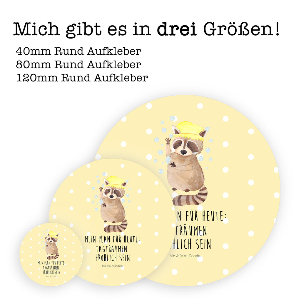 80mm Rund Aufkleber Waschbär Sticker, Aufkleber, Etikett, Tiermotive, Gute Laune, lustige Sprüche, Tiere, Waschbär, Tagträumen, Plan, Fröhlich, waschen, Seifenblasen