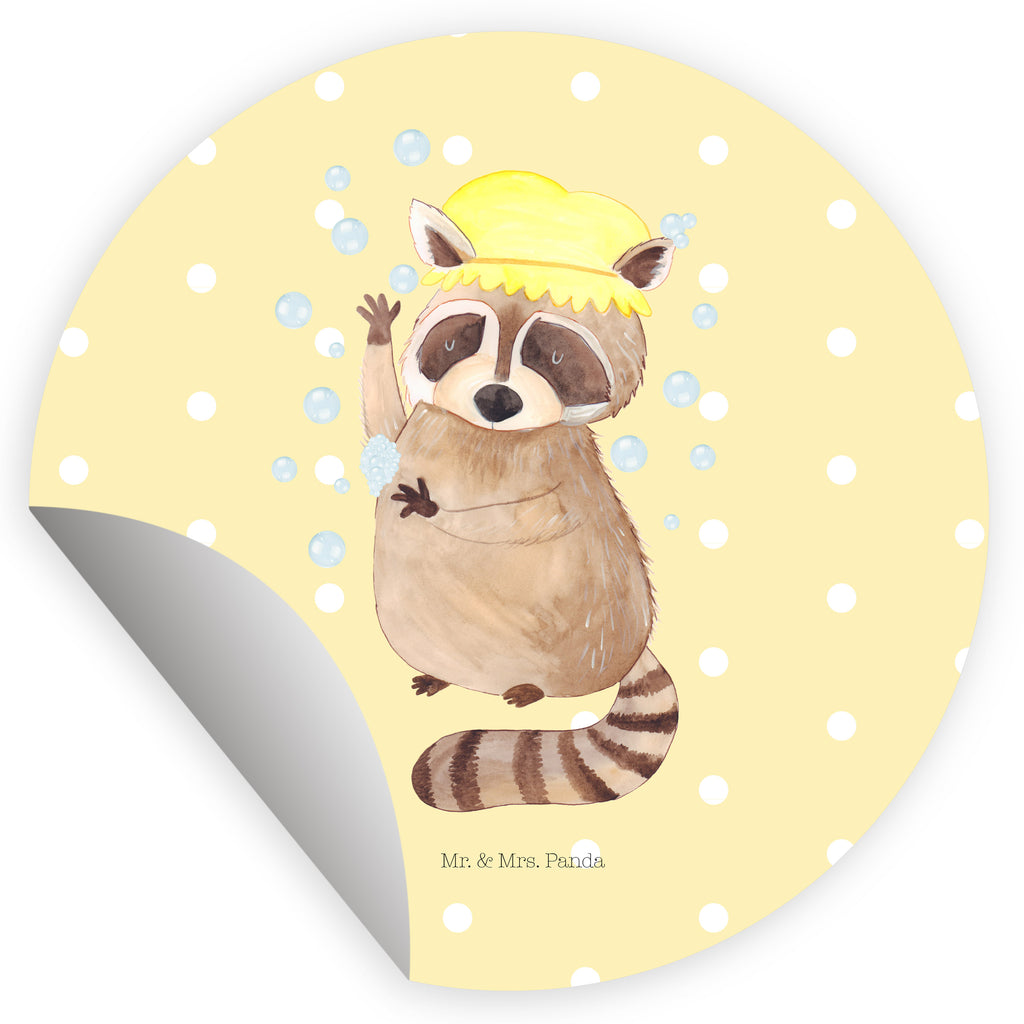 80mm Rund Aufkleber Waschbär Sticker, Aufkleber, Etikett, Tiermotive, Gute Laune, lustige Sprüche, Tiere, Waschbär, Tagträumen, Plan, Fröhlich, waschen, Seifenblasen