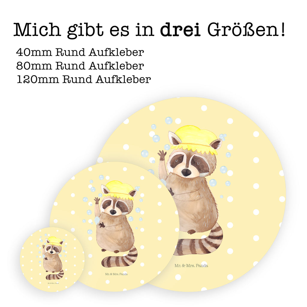 80mm Rund Aufkleber Waschbär Sticker, Aufkleber, Etikett, Tiermotive, Gute Laune, lustige Sprüche, Tiere, Waschbär, Tagträumen, Plan, Fröhlich, waschen, Seifenblasen