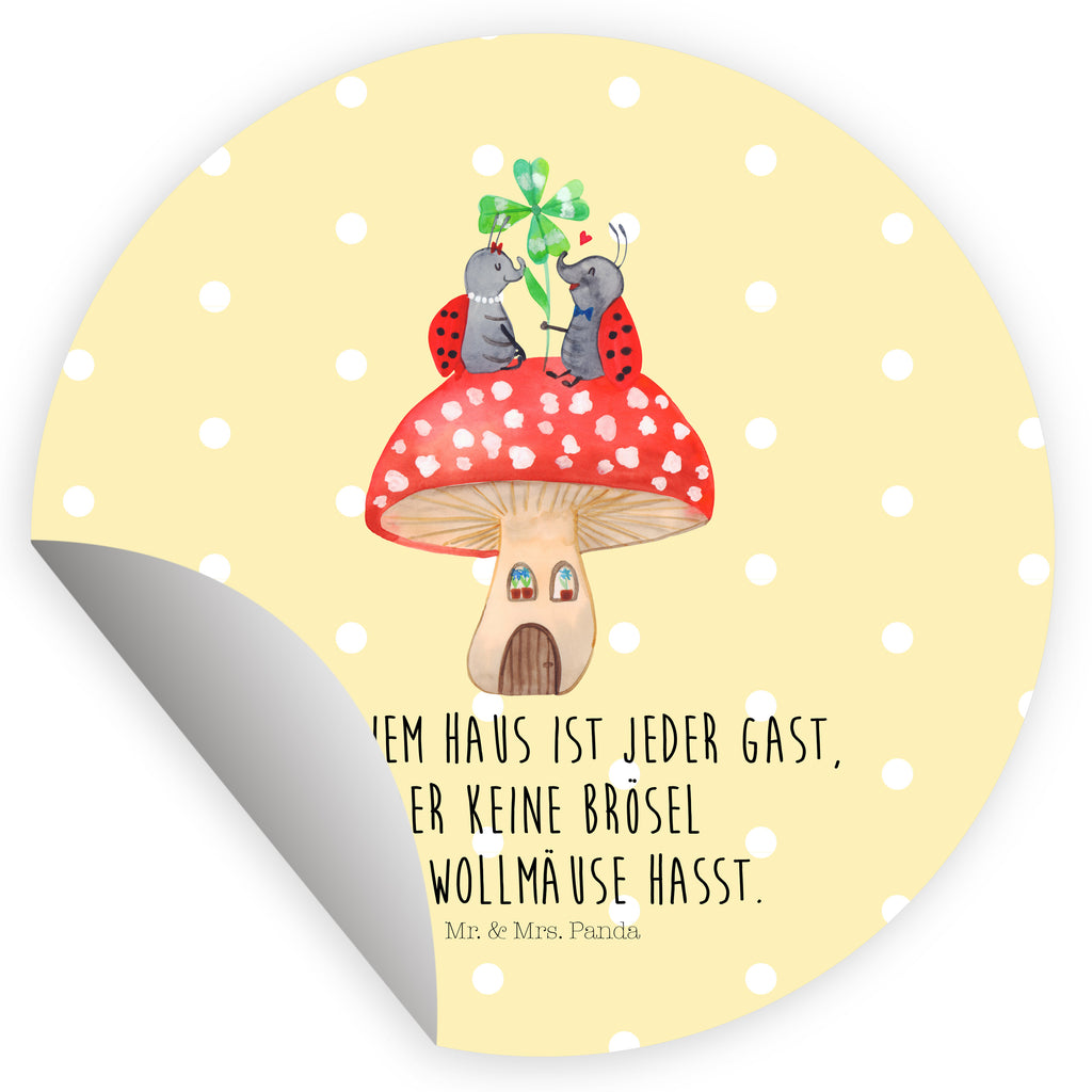 80mm Rund Aufkleber Marienkäfer Paar Fliegenpilz Sticker, Aufkleber, Etikett, süße Tiermotive, gute Laune, lustige Sprüche, Tiere, Haus, Wohnung, zuhause, Fliegenpilz, Marienkäfer, Fleigenpilzhaus