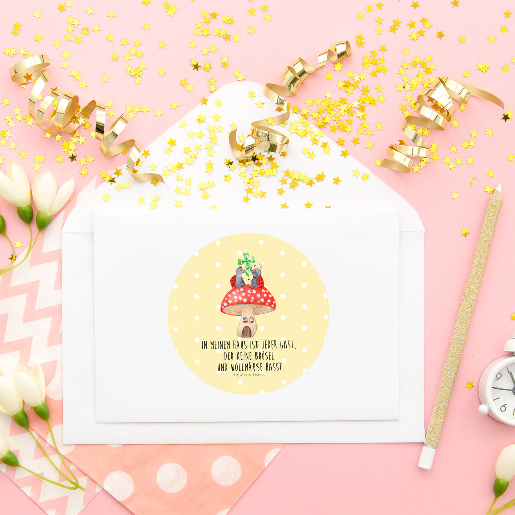 80mm Rund Aufkleber Marienkäfer Paar Fliegenpilz Sticker, Aufkleber, Etikett, süße Tiermotive, gute Laune, lustige Sprüche, Tiere, Haus, Wohnung, zuhause, Fliegenpilz, Marienkäfer, Fleigenpilzhaus