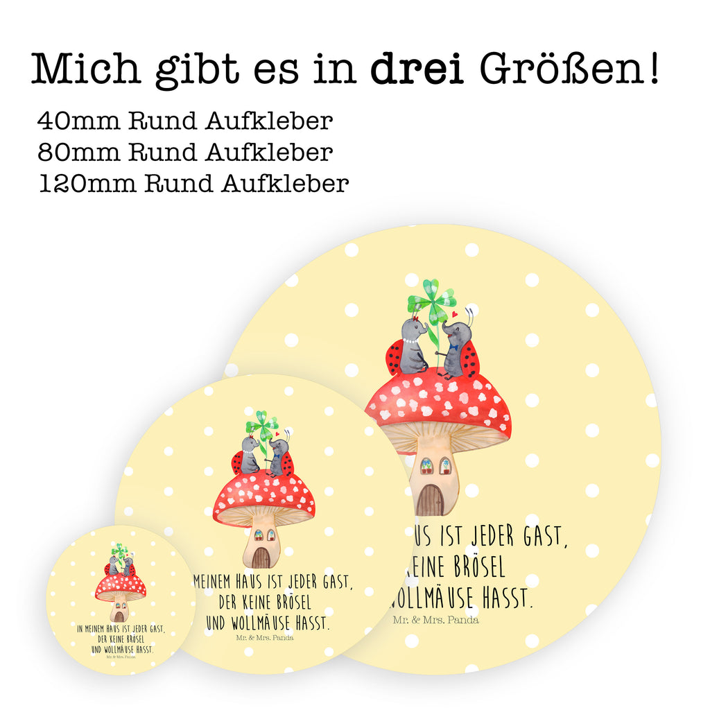 80mm Rund Aufkleber Marienkäfer Paar Fliegenpilz Sticker, Aufkleber, Etikett, süße Tiermotive, gute Laune, lustige Sprüche, Tiere, Haus, Wohnung, zuhause, Fliegenpilz, Marienkäfer, Fleigenpilzhaus