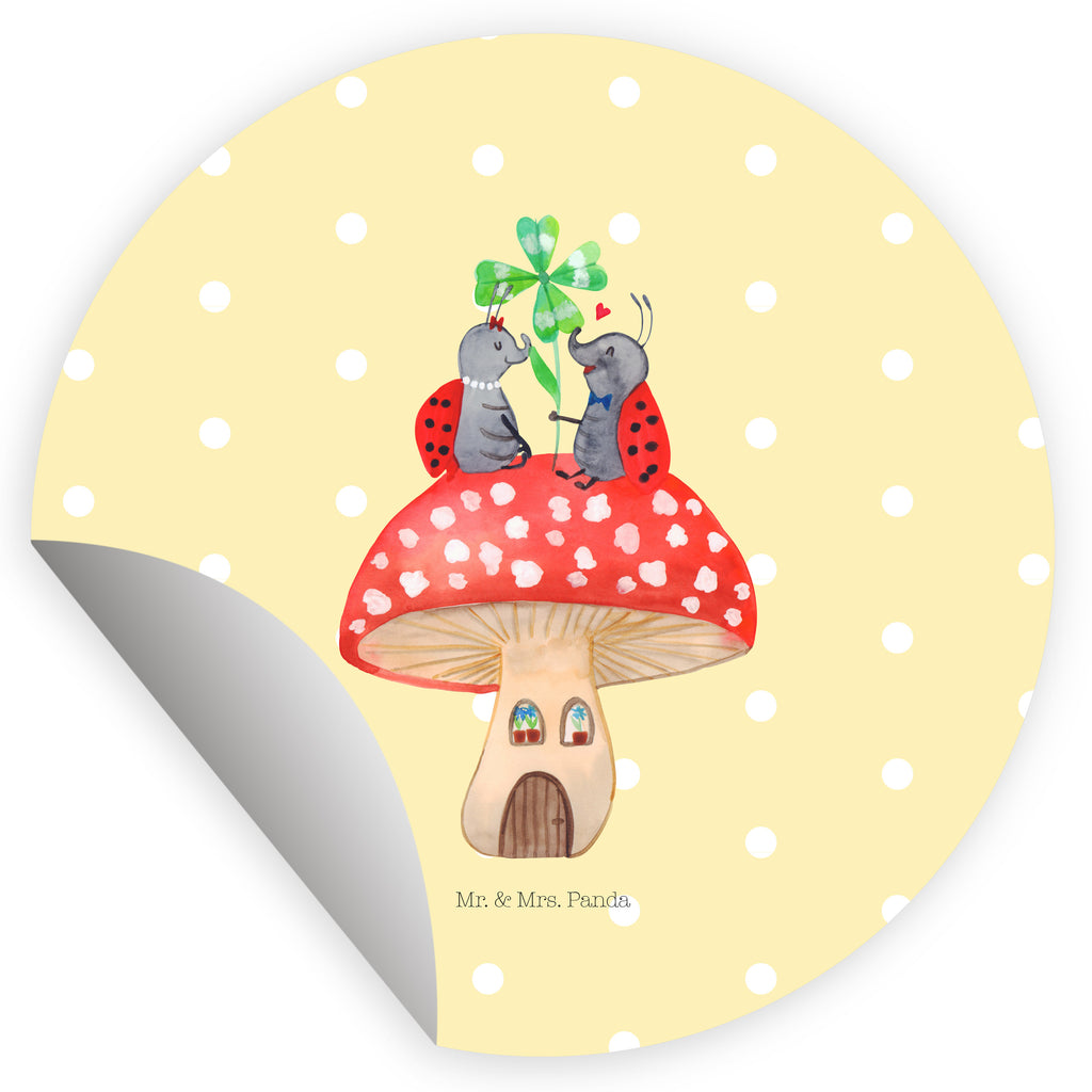 80mm Rund Aufkleber Marienkäfer Paar Fliegenpilz Sticker, Aufkleber, Etikett, süße Tiermotive, gute Laune, lustige Sprüche, Tiere, Haus, Wohnung, zuhause, Fliegenpilz, Marienkäfer, Fleigenpilzhaus