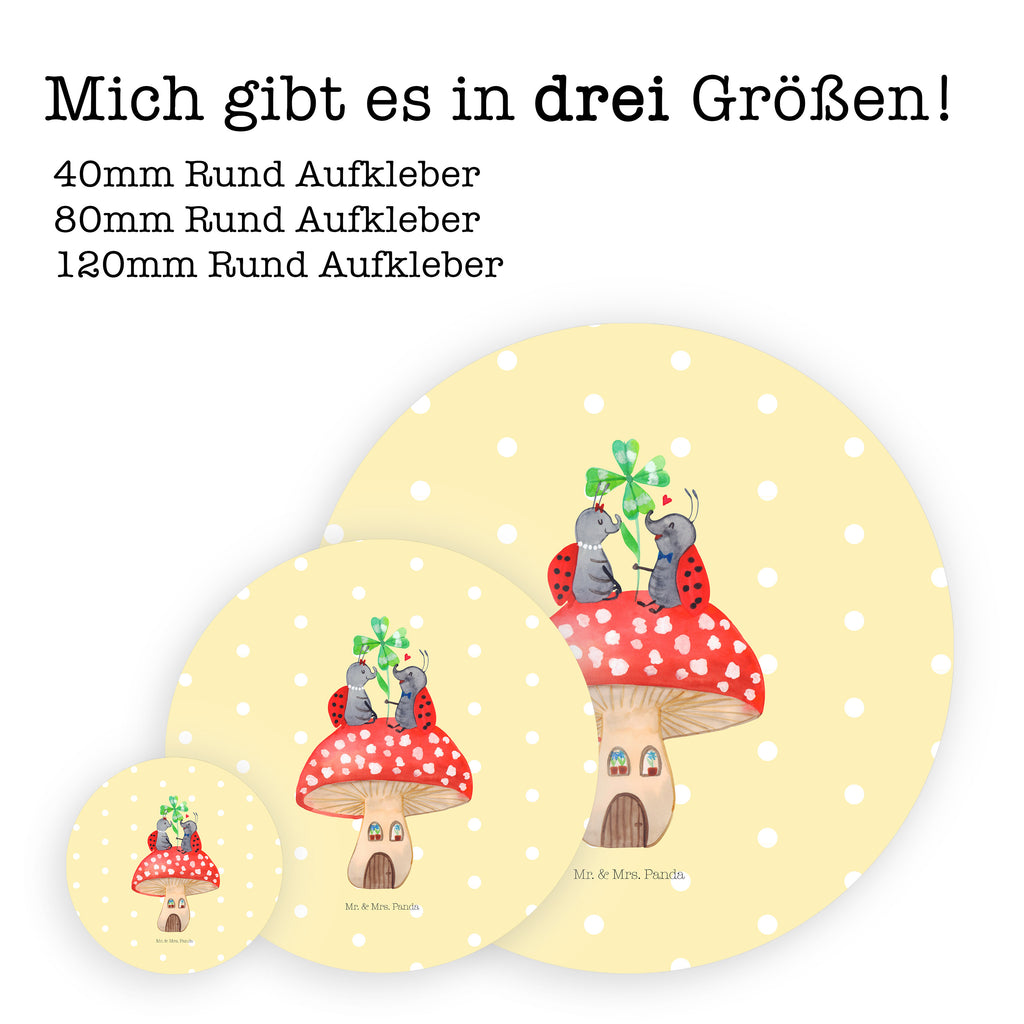 80mm Rund Aufkleber Marienkäfer Paar Fliegenpilz Sticker, Aufkleber, Etikett, süße Tiermotive, gute Laune, lustige Sprüche, Tiere, Haus, Wohnung, zuhause, Fliegenpilz, Marienkäfer, Fleigenpilzhaus