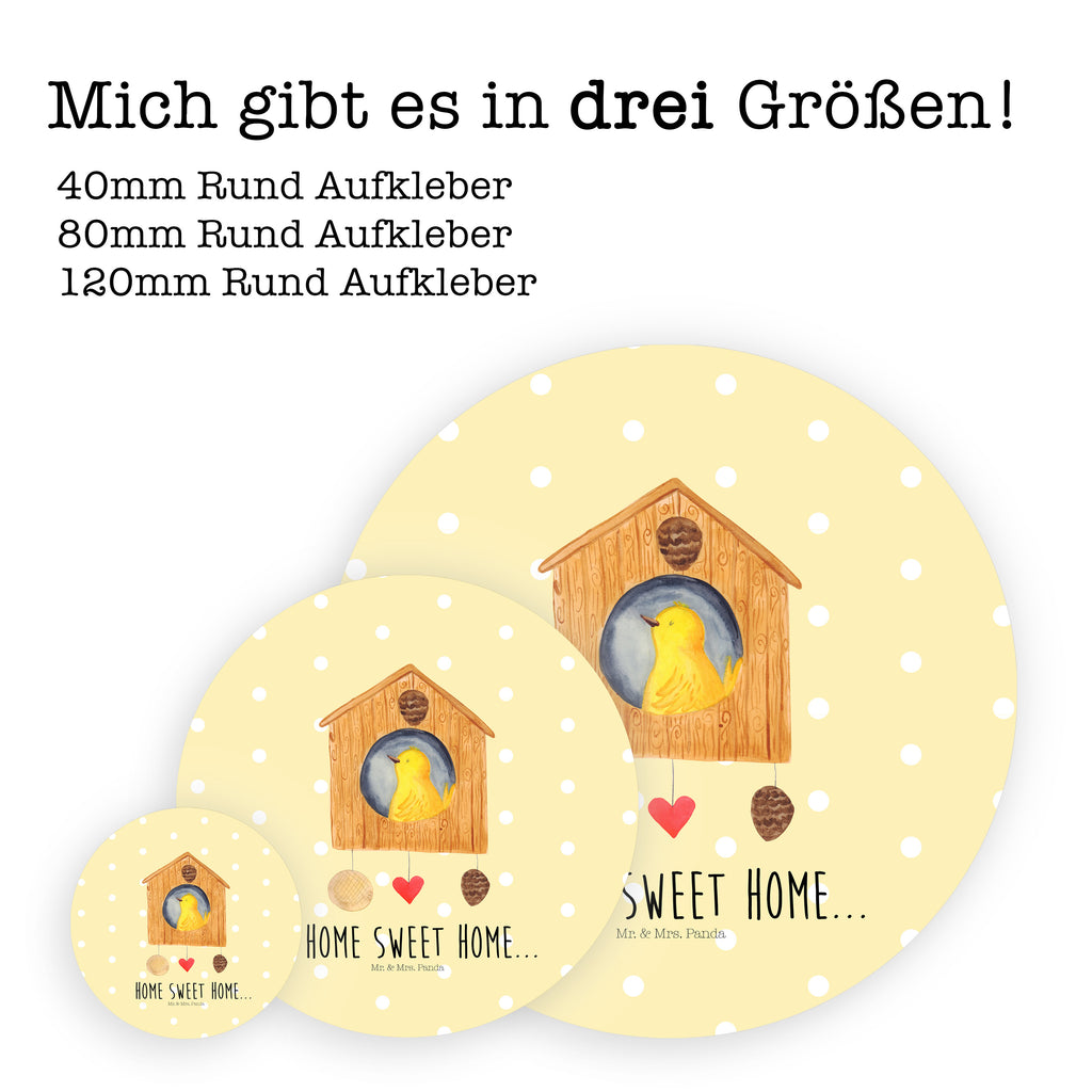 40mm Rund Aufkleber Vogelhaus sweet Home Sticker, Aufkleber, Etikett, Tiermotive, Gute Laune, lustige Sprüche, Tiere, Vogelhaus, Vogel, Home sweet Home, Einzug, Umzug, Geschenk, Einzugsgeschenk, Hausbau, Haus