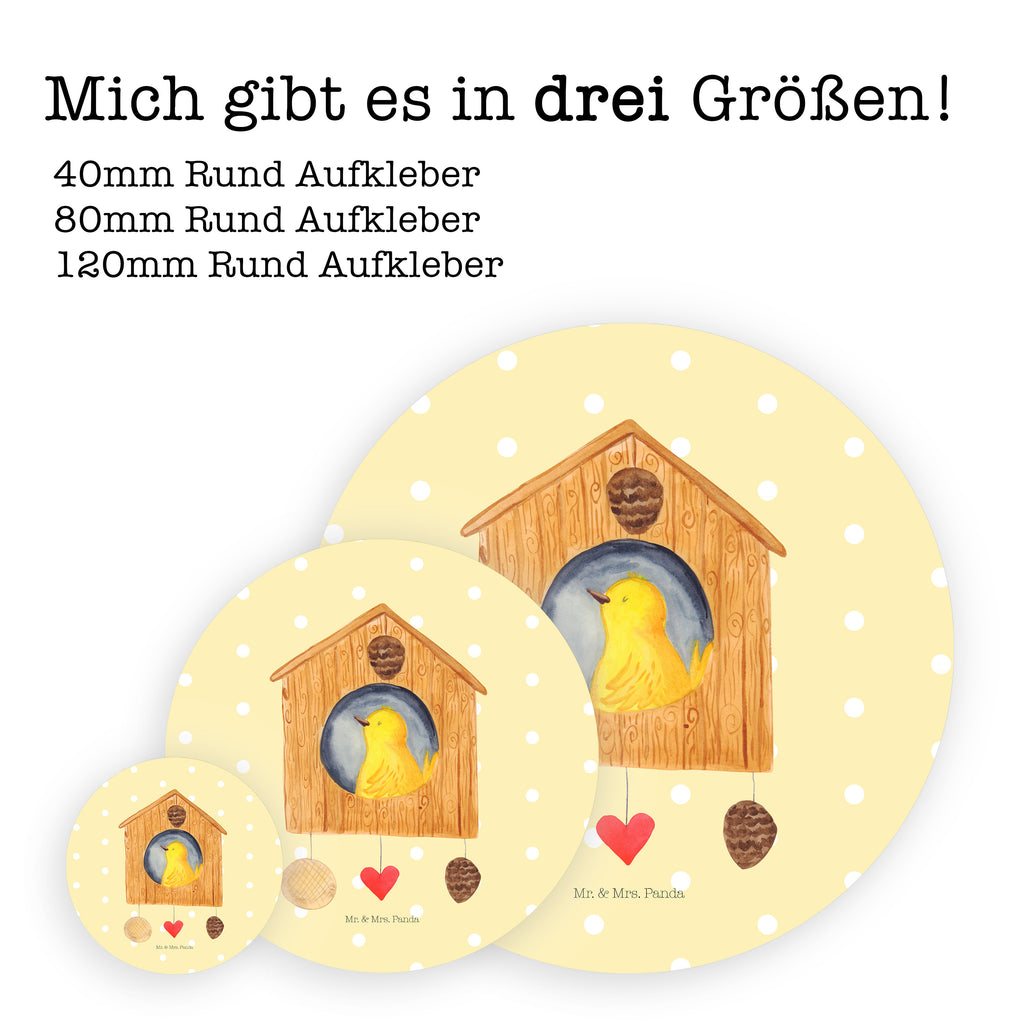 40mm Rund Aufkleber Vogelhaus sweet Home Sticker, Aufkleber, Etikett, Tiermotive, Gute Laune, lustige Sprüche, Tiere, Vogelhaus, Vogel, Home sweet Home, Einzug, Umzug, Geschenk, Einzugsgeschenk, Hausbau, Haus