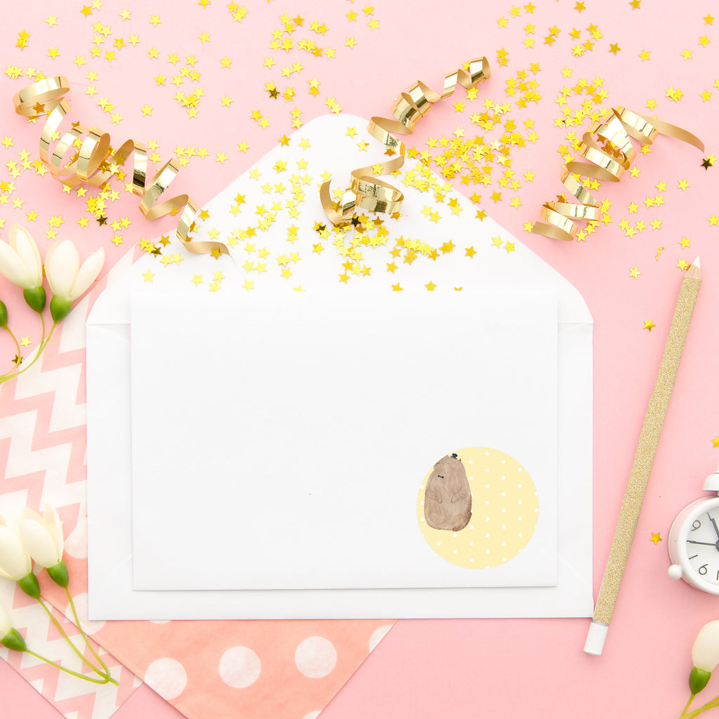 40mm Rund Aufkleber Murmeltier Sticker, Aufkleber, Etikett, Tiermotive, Gute Laune, lustige Sprüche, Tiere, Murmeltier, Knigge, Fröhlichkeit, Freundlichkeit, Respekt, Anstand