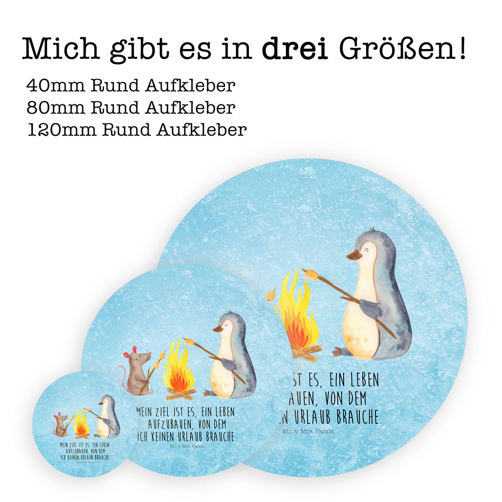 120mm Rund Aufkleber Pinguin Lagerfeuer Sticker, Aufkleber, Etikett, Kinder, rund, Pinguin, Maus, Pinguine, Lagerfeuer, Leben, Arbeit, Job, Motivation, Büro, Büroalltag, Lebensspruch, Lebensmotivation, Neustart, Liebe, grillen, Feuer, Marshmallows