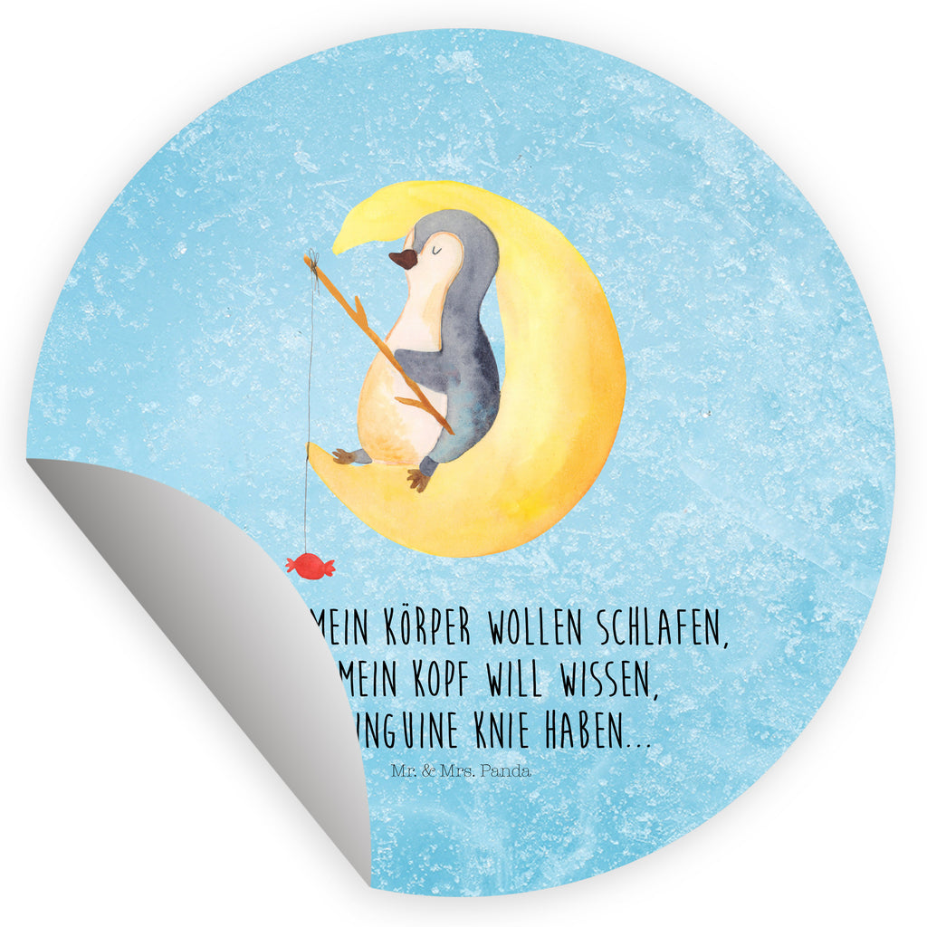 80mm Rund Aufkleber Pinguin Mond Sticker, Aufkleber, Etikett, Pinguin, Pinguine, Spruch, schlafen, Nachtruhe, Einschlafen, Schlafzimmer, Schlafstörungen, Gästezimmer