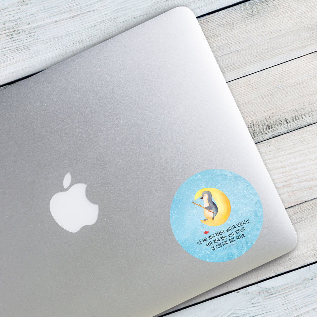80mm Rund Aufkleber Pinguin Mond Sticker, Aufkleber, Etikett, Pinguin, Pinguine, Spruch, schlafen, Nachtruhe, Einschlafen, Schlafzimmer, Schlafstörungen, Gästezimmer