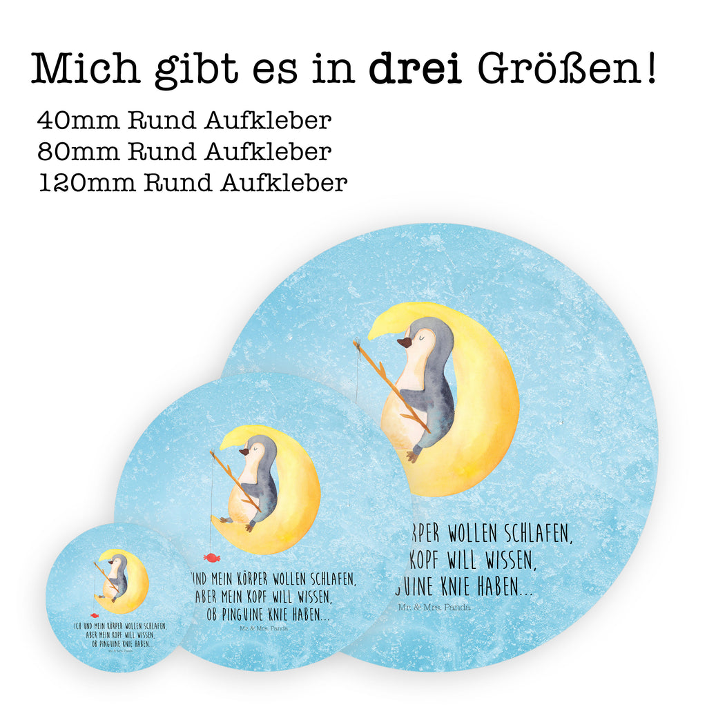 80mm Rund Aufkleber Pinguin Mond Sticker, Aufkleber, Etikett, Pinguin, Pinguine, Spruch, schlafen, Nachtruhe, Einschlafen, Schlafzimmer, Schlafstörungen, Gästezimmer